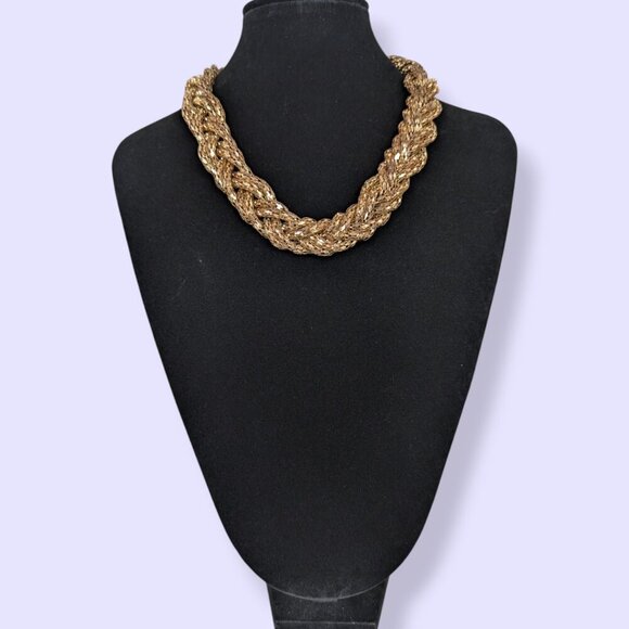 (2/$20) Braided Gold Tone Mesh Chain Necklace - Picture 2 of 5
